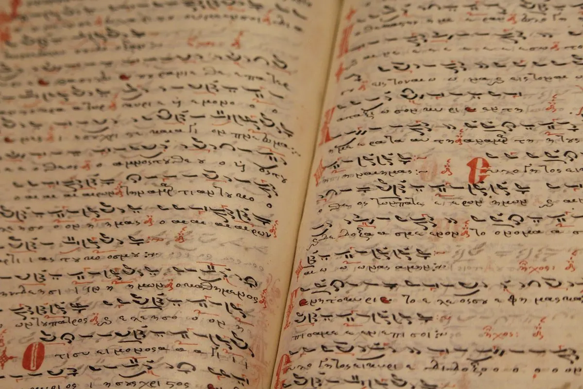 An open book of old handwritten manuscript pages